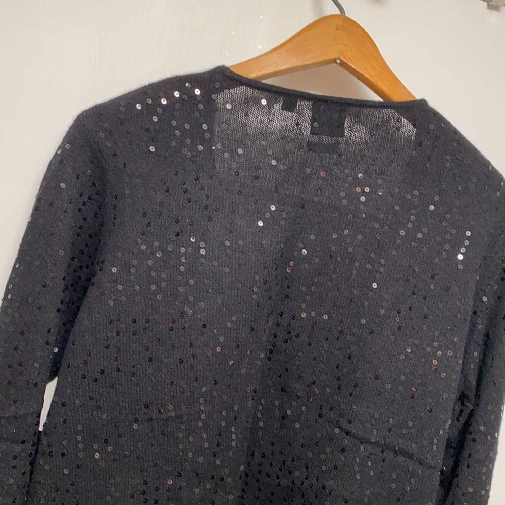 Saks Fifth Avenue 100% Cashmere Sparkly Black Sweater - Picture 13 of 16